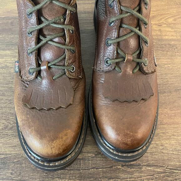 Justin Original Workboots WK920 Men’s 10.5D Brown Leather Lace Up Work Boots - Picture 11 of 14